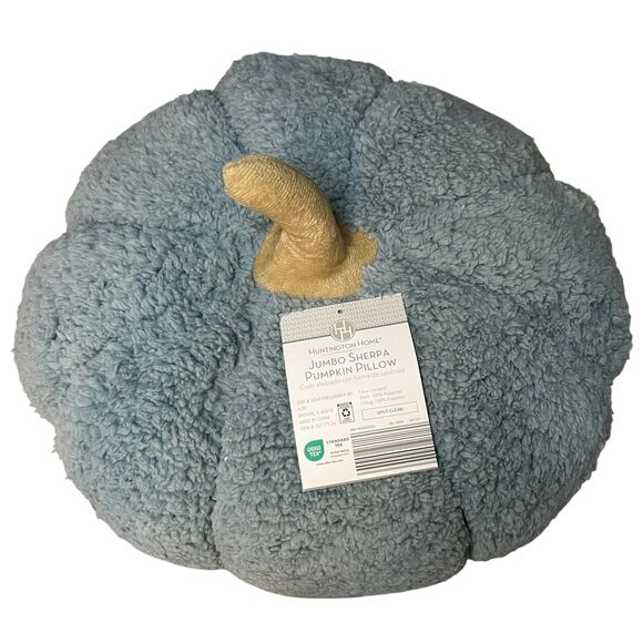 Huntington Home Sherpa Pumpkin Pillow Plush 11in Fall Decor Thanksgiving Holiday - Picture 9 of 9